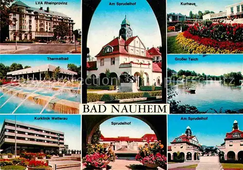 AK / Ansichtskarte Bad Nauheim LVA Rheinprovinz Thermalbad Kurklinik Sprudelhof Kurhaus Teich Kat. Bad Nauheim