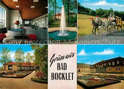 AK / Ansichtskarte Bad Bocklet Kurhaus Fontaene Vierspaennerkutsche Park Kat. Bad Bocklet