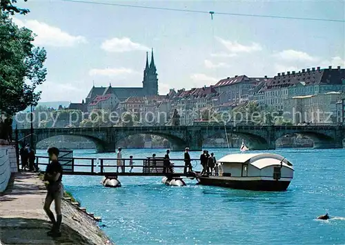 AK / Ansichtskarte Basel BS Mittlere Rheinbruecke Grossbasler Ufer Faehre Kat. Basel