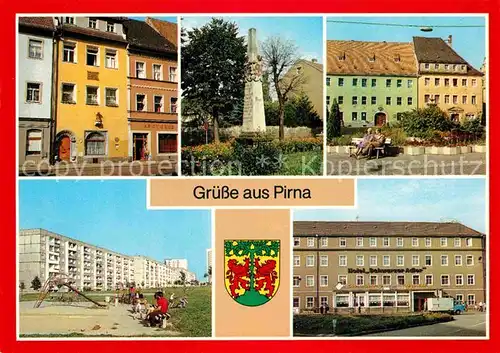 AK / Ansichtskarte Pirna Haus des Jacobaer Postmeilensaeule Markt Hotel Schwarzer Adler  Kat. Pirna