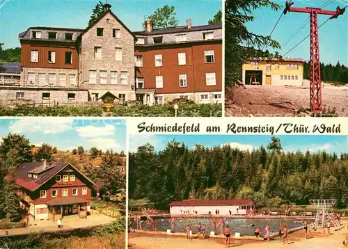 AK / Ansichtskarte Schmiedefeld Rennsteig Erholungsheim Stutenhaus Liftbaude am Eisenberg Filmuehne Waldbad Kat. Schmiedefeld Rennsteig