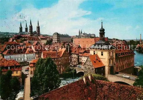 AK / Ansichtskarte Bamberg Blick ueber die Altstadt Regnitz Dom Schloss Kat. Bamberg
