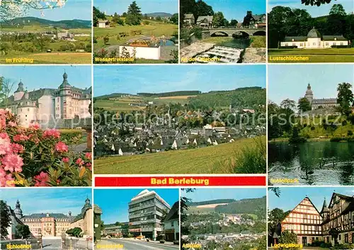 AK / Ansichtskarte Bad Berleburg Panorama Wassertretstelle Lustschloesschen Schloss Ortsblick Schlosspark Schlosshof Poststrasse Altstadt Ludwigsburg Kat. Bad Berleburg