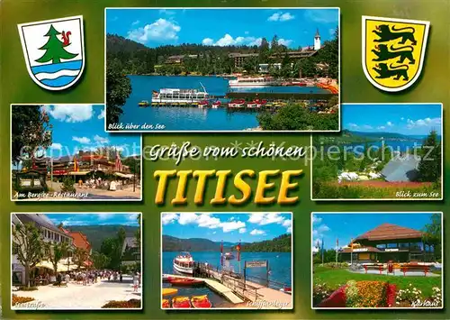 AK / Ansichtskarte Titisee Seeblick Bergsee Restaurant Seestrasse Schiffsanleger Kurhaus Kat. Titisee Neustadt