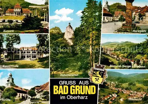 AK / Ansichtskarte Bad Grund Huebichenstein Marktplatz Kurpark Konzerthalle  Kat. Bad Grund (Harz)