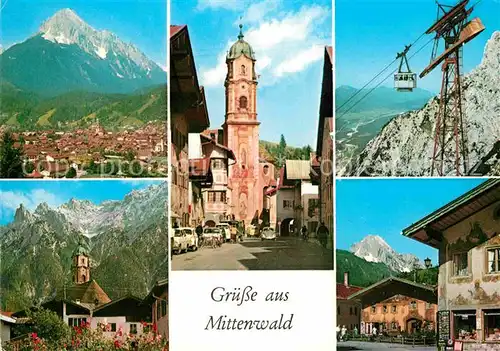 AK / Ansichtskarte Mittenwald Bayern Luftseilbahn Kirche  Kat. Mittenwald