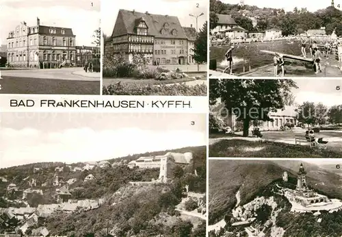 AK / Ansichtskarte Bad Frankenhausen Jugendherberge Apotheke Hausmannsturm Soleschwimmbad Badehaus Kat. Bad Frankenhausen