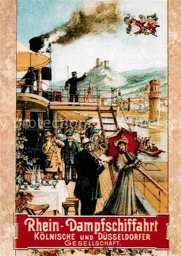 AK / Ansichtskarte Dampfer Seitenrad Titelseite KD Fahrplan 1897 Rhein Dampfschifffahrt  Kat. Schiffe