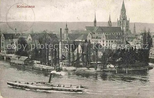 AK / Ansichtskarte Konstanz Bodensee Muenster Schaufelraddampfer Kat. Konstanz