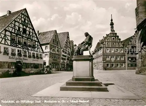 AK / Ansichtskarte Dinkelsbuehl Marktplatz Chr. v. Schmid Denkmal Kat. Dinkelsbuehl