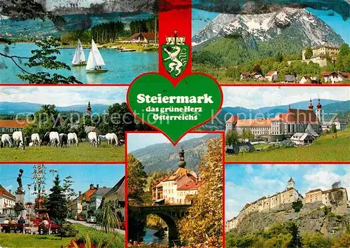 AK / Ansichtskarte Steiermark Stubenbergsee Schloss Traunfels Liprizzanergestuet Piber Kindberg Murnau Kat. Oesterreich