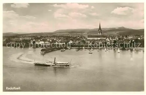 AK / Ansichtskarte Radolfzell Bodensee Faehre Fliegeraufnahme Hafen Panorama Kat. Radolfzell am Bodensee