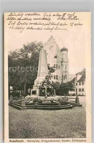 AK / Ansichtskarte Radolfzell Bodensee Marktplatz Kriegerdenkmal Oesterreichisches Schloesschen Kat. Radolfzell am Bodensee