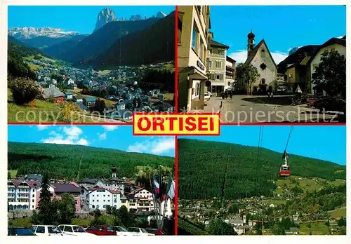 AK / Ansichtskarte Ortisei Panorama Teilansicht Seibahn Kirche Kat. Italien