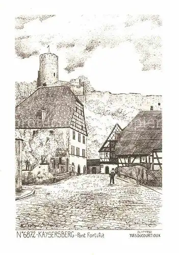 AK / Ansichtskarte Kaysersberg Haut Rhin Pont fortifie Dessin Yves Ducourtioux Kuenstlerkarte Kat. Kaysersberg