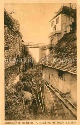 AK / Ansichtskarte Meersburg Bodensee Altes Schloss Bruecke Muehle Kat. Meersburg