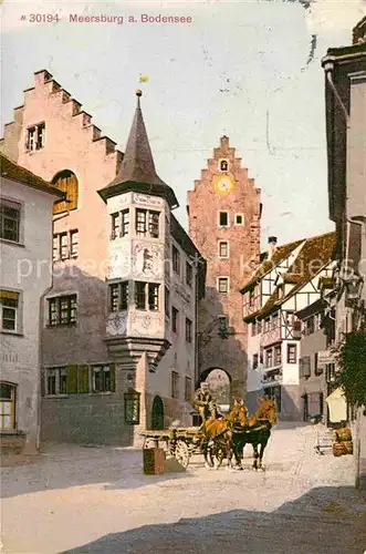 AK / Ansichtskarte Meersburg Bodensee Oberes Tor Pferdegespann Gasthaus Baeren Kat. Meersburg