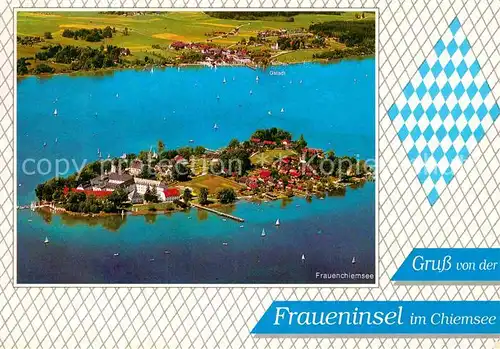 AK / Ansichtskarte Fraueninsel Chiemsee Kloster Frauenwoerth Fliegeraufnahme Kat. Chiemsee