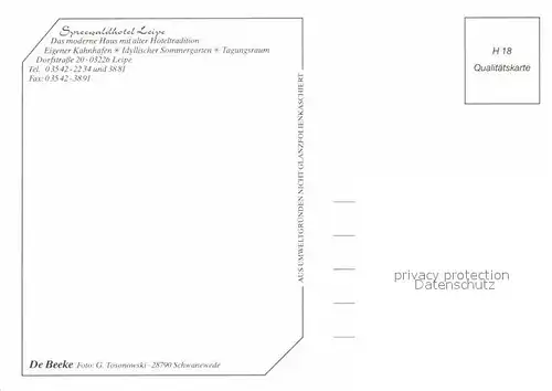 AK / Ansichtskarte Leipe Spreewaldhotel  Kat. Luebbenau Spreewald
