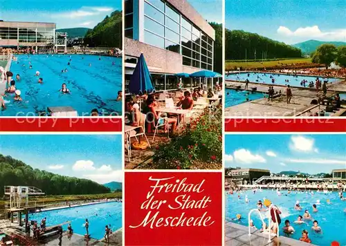 AK / Ansichtskarte Meschede Stadtbad Freibad Cafe Terrasse Kat. Arnsberg