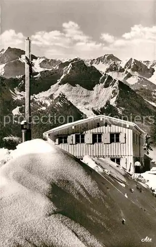 AK / Ansichtskarte Ostlerhuette Berghuette am Britenberggipfel Blick auf Gaishoern Nebelhorn Daumen Allgaeuer Alpen Kat. Pfronten