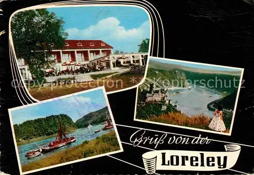 AK / Ansichtskarte Loreley Lorelei Hotel Rheinpartie Schloss Felsen Kat. Sankt Goarshausen