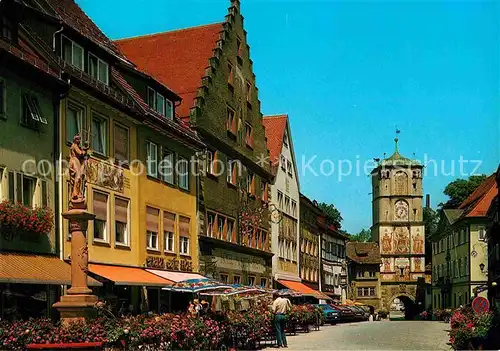 AK / Ansichtskarte Wangen Allgaeu Herrenstrasse mit Marienbrunnen und Ravensburger Tor Kat. Wangen im Allgaeu