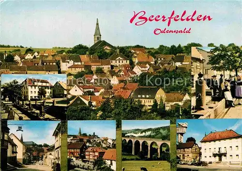 AK / Ansichtskarte Beerfelden Odenwald Ortsansichten mit Kirche Viadukt Kat. Beerfelden