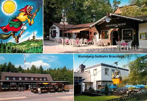 AK / Ansichtskarte Bad Harzburg Hexenklause Cafe Hubertus Torhaus Wurmberg Seilbahn Braunlage Kleine Hexe Karikatur Kat. Bad Harzburg