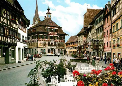 AK / Ansichtskarte Stein Rhein Innenstadt Strassencafe Kat. Stein Rhein