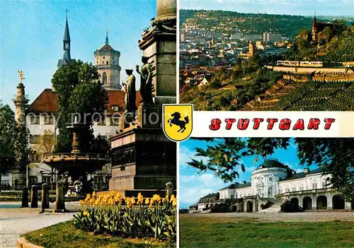 AK / Ansichtskarte Stuttgart Fliegeraufnahme Weinberge Brunnen Schloss Kat. Stuttgart