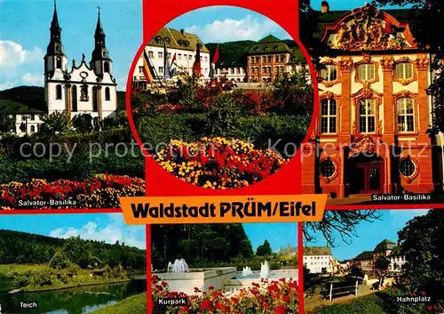 AK / Ansichtskarte Pruem Eifel Waldstadt Basilika Kurpark Hahnplatz Kat. Pruem