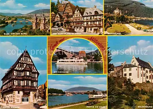 AK / Ansichtskarte Miltenberg Main Panorama Blick von der Burg Historischer Marktplatz Fachwerk Mainanlage Mildenburg Mainbruecke Hotel Riese Kat. Miltenberg