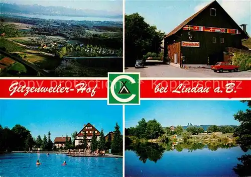 AK / Ansichtskarte Lindau Bodensee Camping Gitzenweiler Hof See Freibad Alpenkette Fliegeraufnahme Kat. Lindau (Bodensee)