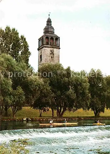 AK / Ansichtskarte Bad Sooden Allendorf St Crucius Kirche mit Werrawehr Kat. Bad Sooden Allendorf