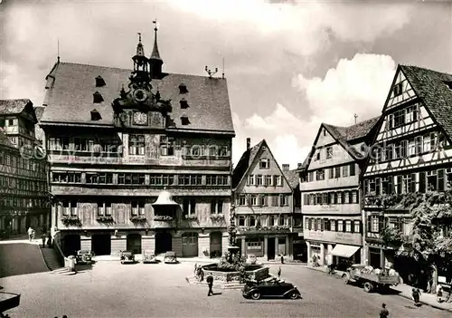 AK / Ansichtskarte Tuebingen Rathaus Marktplatz Neptunbrunnen Kat. Tuebingen