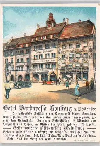 AK / Ansichtskarte Konstanz Bodensee Hotel Barbarossa Kat. Konstanz