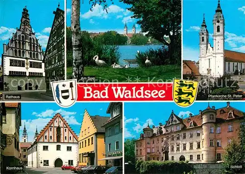 AK / Ansichtskarte Bad Waldsee Rathaus Kornhaus Schloss Pfarrkirche St. Peter  Kat. Bad Waldsee