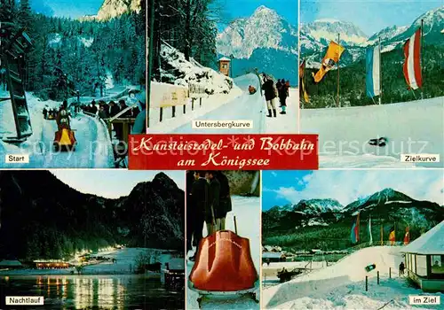 AK / Ansichtskarte Bobsport Kunsteisrodel  und Bobbahn Koenigssee  Kat. Sport