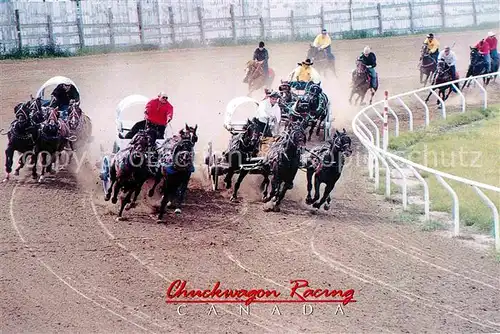 AK / Ansichtskarte Pferdesport Pferderennen Reitsport Chuckwagon Racing Canada  Kat. Sport