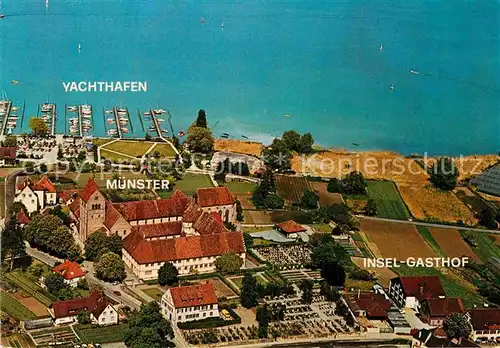 AK / Ansichtskarte Insel Reichenau Insel Gasthof Muenster Yachthafen Fliegeraufnahme Kat. Reichenau Bodensee