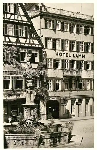 AK / Ansichtskarte Tuebingen Hotel Lamm am Markt Brunnen Kat. Tuebingen