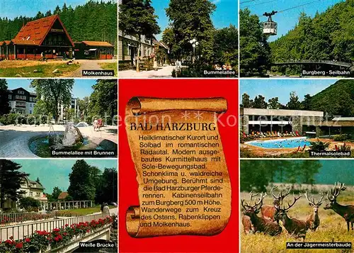 AK / Ansichtskarte Bad Harzburg Molkenhaus Bummelallee Burgber Seilbahn  Kat. Bad Harzburg