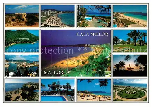 AK / Ansichtskarte Cala Millor Mallorca Teilansichten Kuestenort Hotelanlage mit Swimming Pool Strand Kat. Islas Baleares Spanien