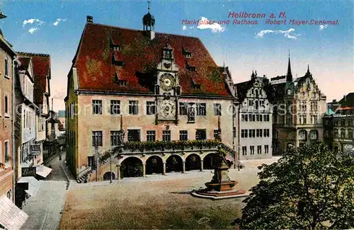 AK / Ansichtskarte Heilbronn Neckar Marktplatz Rathaus Robert Mayer Denkmal Kat. Heilbronn