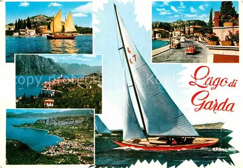 AK / Ansichtskarte Lago di Garda Fliegeraufnahmen Segelboot Kat. Italien