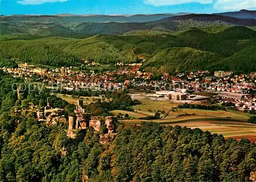 AK / Ansichtskarte Wasgau Region Fliegeraufnahme Dahn und Burg Altdahn Kat. Annweiler am Trifels