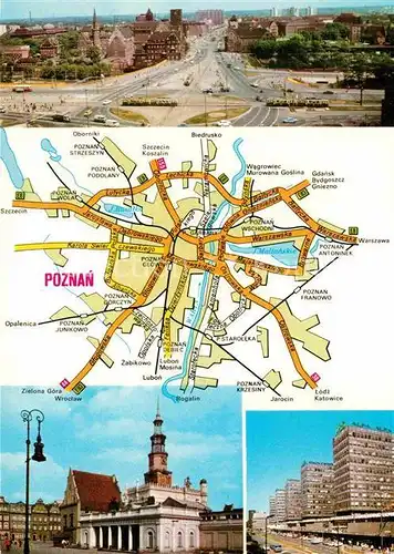 AK / Ansichtskarte Poznan Posen Rondo Mikolaja Kopernika Stary Rynek zrekonstruowany Dom Wagi Miejskiej renesansowy Ratusz Centrum ulica Czerwonej Armii Kat. Poznan