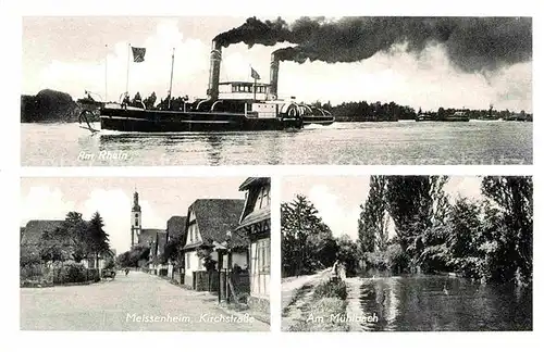 AK / Ansichtskarte Meissenheim Baden Rhein Kirchstrasse Muehlbach Dampfer Kat. Meissenheim