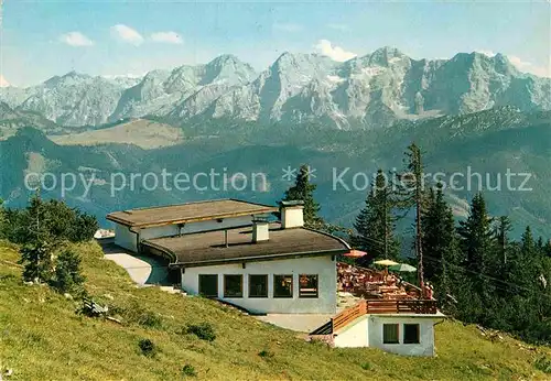 AK / Ansichtskarte Ruhpolding Bergstation Duernbachhornbahn Berggaststaette mit Loferer Steinberge Kat. Ruhpolding